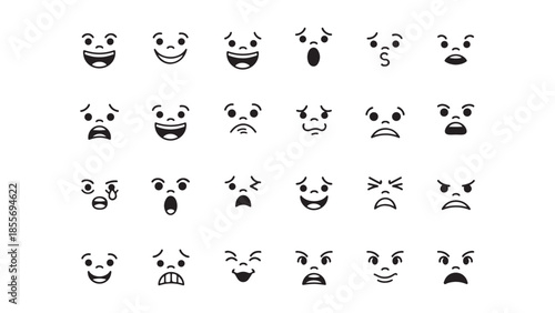 Collection of diverse cartoon facial expressions showing a range of emotions