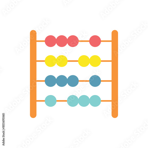 Flat abacus icon representing mathematics, accounting, and early education. Vibrant vector illustration perfect for school apps, finance websites, and learning materials.