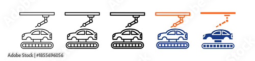 Car Manufacturing Different Set Vector Icon