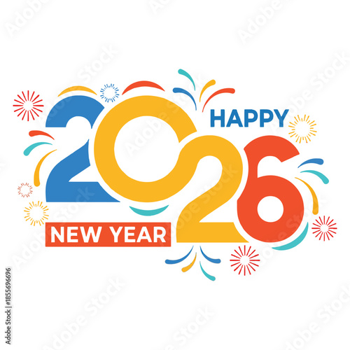 Happy new year 2026 colorful celebration