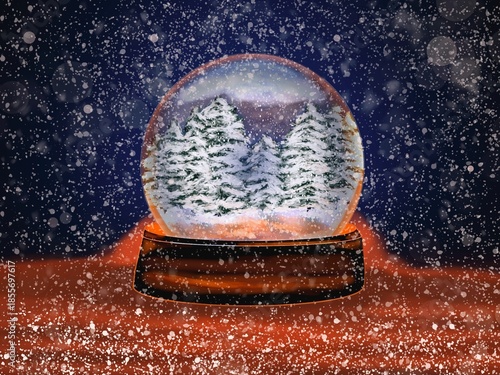 snow globe on a christmas tree