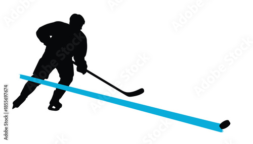 Hockey Player Shooting Puck on Ice Rink Silhouette