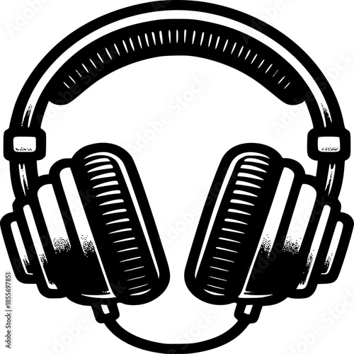 Sleek Over-Ear Headphones Illustration: Sound Oasis for Music Lovers Bliss