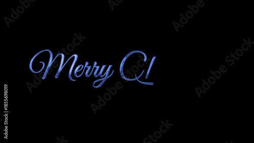 Text merry christmas in blue on a black background. Perfect for holiday greeting cards, social media posts, and website banners
