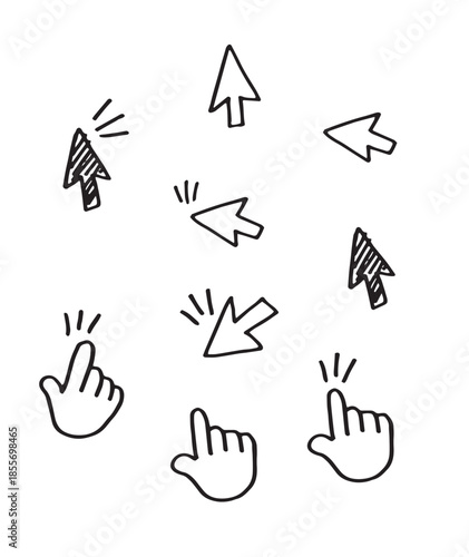 Hand drawn mouse clic doodle.