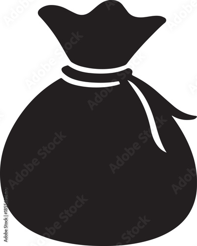 Black Money Bag Icon with Tie