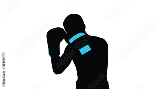 Boxer Wearing Gloves and Protective Gear in Fighting Stance
