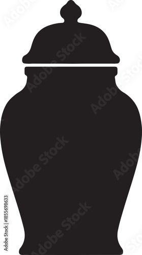 Black Silhouette of Urn with Lid