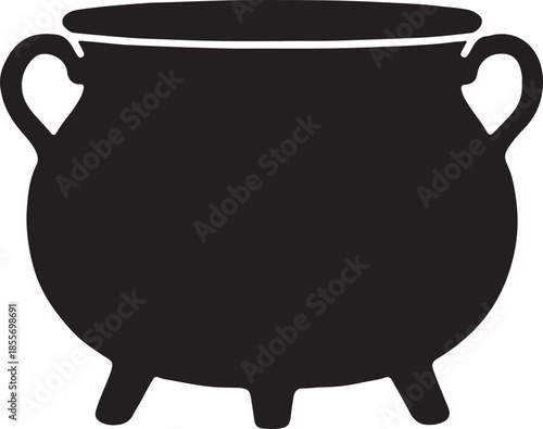 Black Silhouette of a Cauldron with Handles and Legs kettle witch