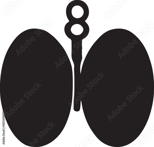 Black Silhouette of Lungs with a Butterfly Shape white background anatomy