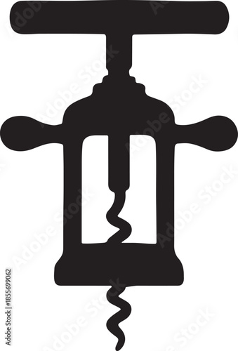 Black Silhouette of a Winged Corkscrew for Wine Bottles opener tool