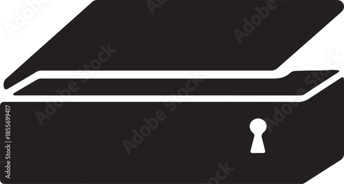 Black Open File Folder with White Keyhole