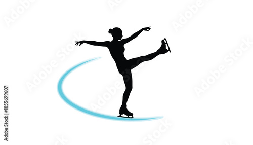 Figure Skater Spinning on Ice Rink Silhouette