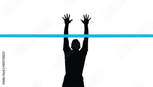 Man Reaching for Blue Line Silhouette