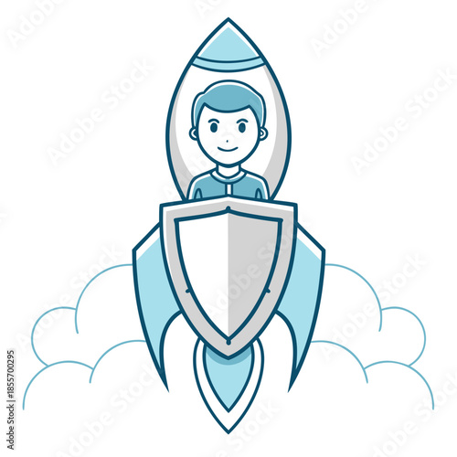 Rocketship Launch Success Growth Achievement Icon Vector Illustration Design Element