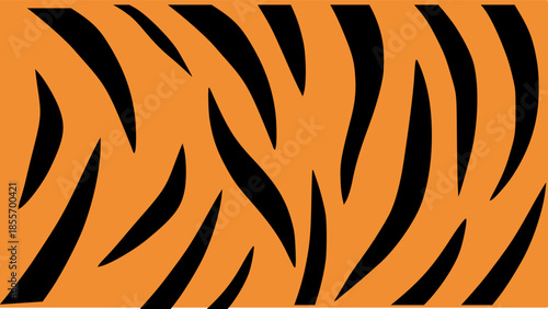 Tiger stripe pattern background. Orange and black animal print texture vector.