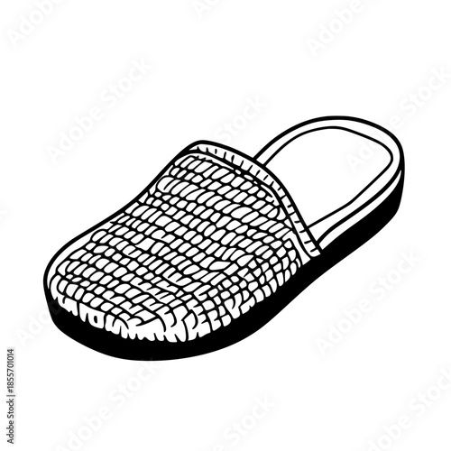 Handcrafted Textile Slipper, Woven Care | Clean, isolated vector art for creative projects.