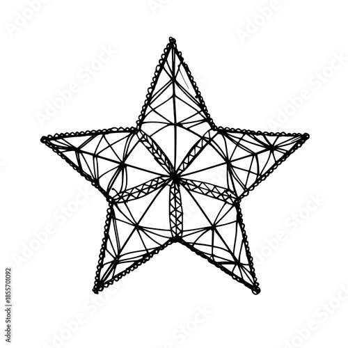 Stellar Whimsy: Crocheted Star Wall Hanging Art | Clean, isolated vector art for creative projects.