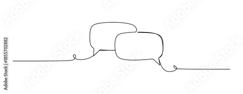 Speech bubble simple one line drawing clean minimalist outline vector graphic icon with background