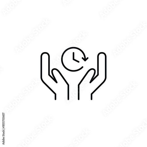 Hands and clock. Time management, support and living. Pixel perfect, editable stroke vector icon