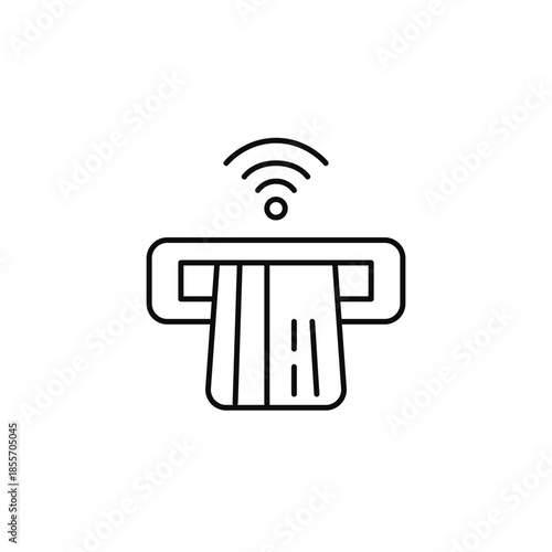Credit card in ATM slot and wi-fi. Banking and finance app. Pixel perfect, editable stroke vector icon