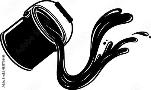 paint can silhouette, black and white silhouette, vector and illustration
