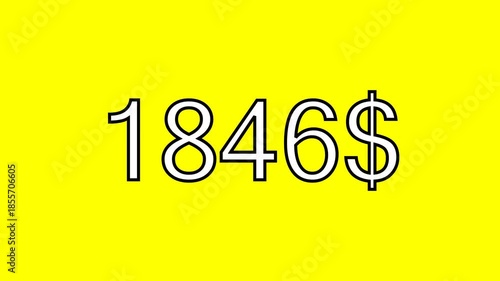 animated dollar figures isolated on a yellow background	