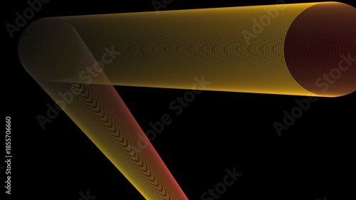 Dynamic Golden Orange Gradient Mesh Tubes Intersecting on Black Abstract Background Design