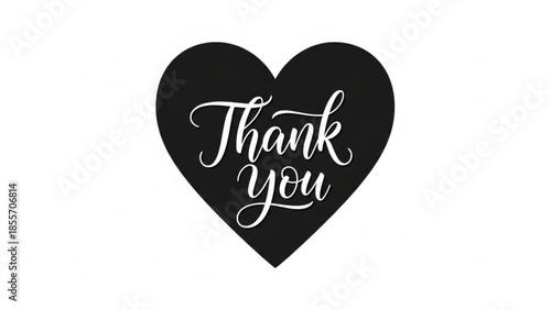 Simple Appreciation: A heartfelt 'Thank You' message nestled within a black heart, a symbol of gratitude, perfect for expressing appreciation.