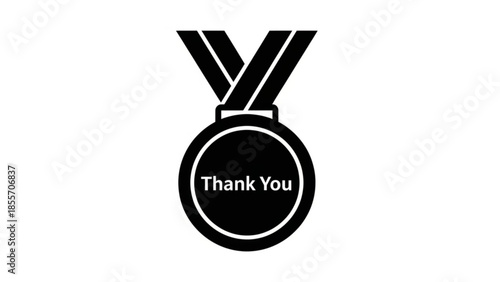 Appreciation Medal: An elegant monochrome emblem symbolizing gratitude, perfect for expressing thankfulness and recognition.