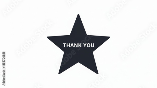 Star of Gratitude: A stylized, dark star graphic with the words THANK YOU inscribed across its center, representing appreciation and acknowledgement 