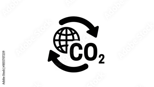 Global CO2 emissions illustration showing environmental impact with circular arrows