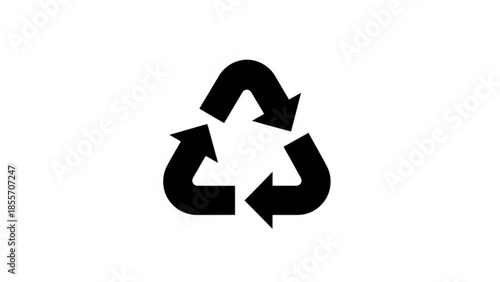 Black recycling symbol on a white background, signifying environmental conservation and sustainability efforts