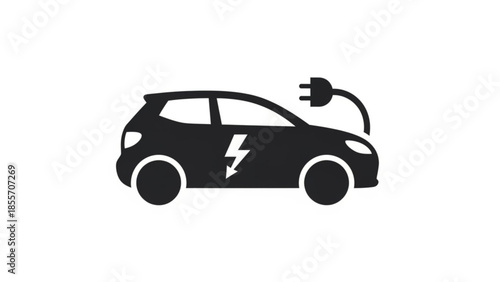 Vector icon depicting an electric car charging, representing sustainable transportation, clean energy, and the future of eco-friendly personal mobility