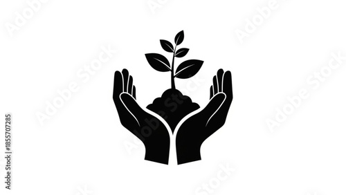 Hands gently cradling a small plant symbolizing growth and environmental care
