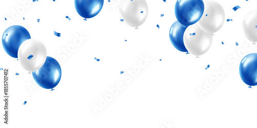 Beautiful blue 3D balloons illustration background vector banner template