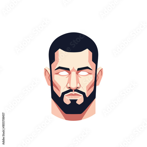 Digital illustration of a man with a beard and short dark hair, depicted from the neck up with a neutral expression on a white background. Perfect for graphic resources, avatars, and