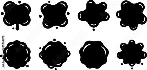 Flat Vector Illustration of Colorful Paint Splashes and Liquid Blobs Isolated on White Background for Creative Graphic Design Projects and Artistic Branding Elements