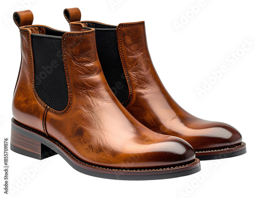 Side Profile Chelsea Boots on Model, Minimalist Style, Transparent PNG.