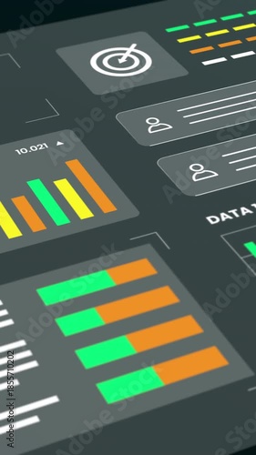 Mobile optimized interface showing retail marketing performance with bar graphs and customer feedback modules.