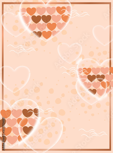 A heart shape filled with good feelings, a love intertwined in a warm, comforting peach tone. A gentle, soothing image of hearts, the simple colors of love. Use it as a background for a love story.