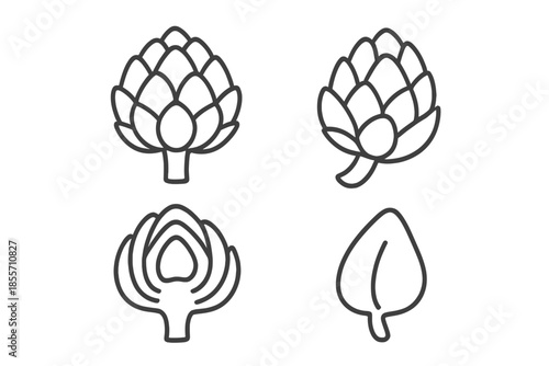 Artichoke Icons with Shadow Effect