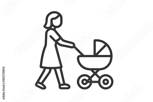 Woman pushing a stroller icon