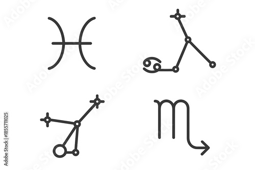 Zodiac symbols in a dark gradient background