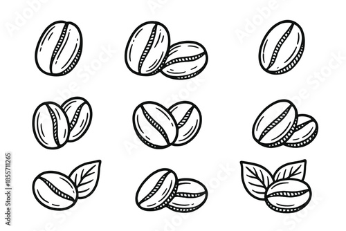 Coffee Beans Icon Set - Dark Background