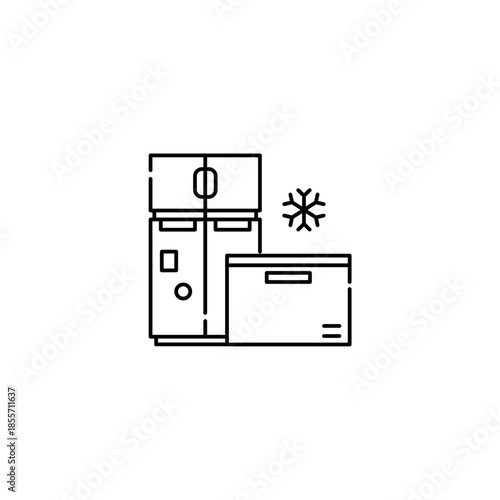Fridge and freezer icon, snowflake Symbol Outline icon Transparent background Editable Stroke