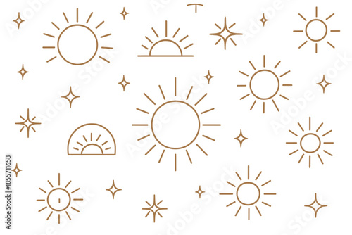 Boho Sun and Star Pattern on Gradient Background