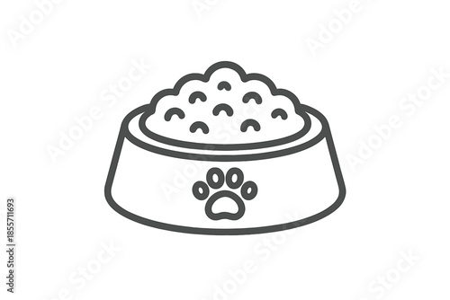 Dog food bowl with paw print icon