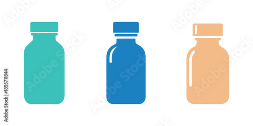 A basic, colorful medical bottle. Set of icons

