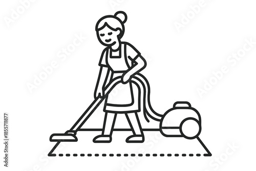 Woman vacuuming a rug